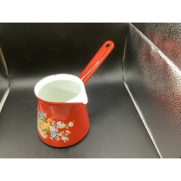 The Unbranded Brand Other - Vtg Turkish Enamelware Coffee Pot / Long Handled‎ Dipper Ladle Pouring Vessel